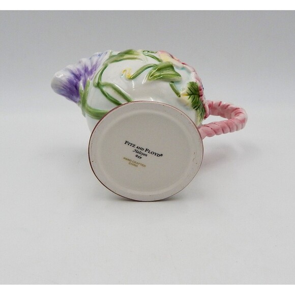Fitz and Floyd Classics Halcyon Creamer Pitcher Floral Pansies 8 Oz Vintage - Picture 6 of 9